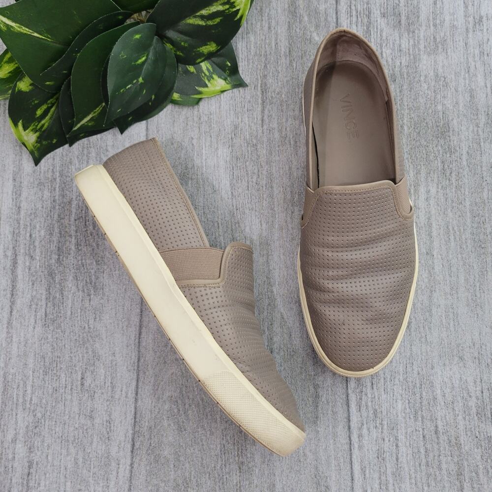 Vince Gray Blair Perforated Slip-on Leather Sneakers